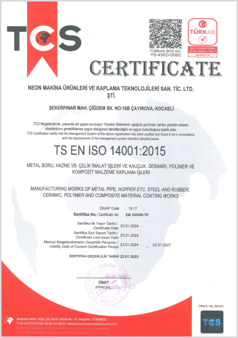 Neon Makina Sertifika 1