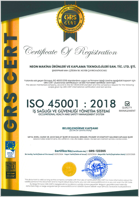 Neon Makina Sertifika 3